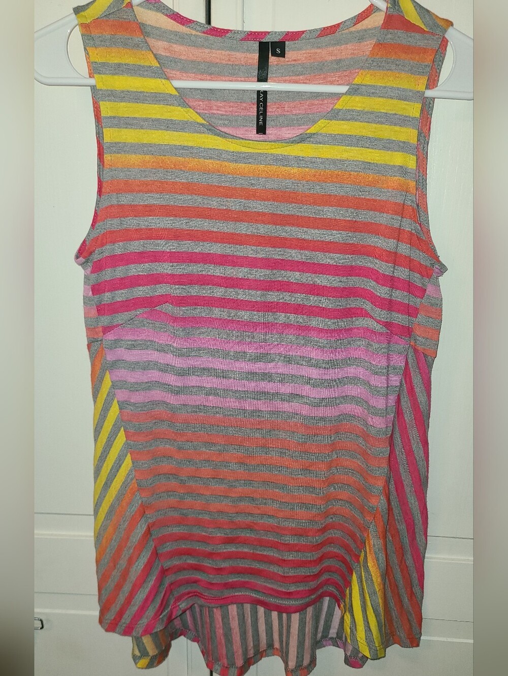 Kay Celine  Striped Sleeveless Tank - Yellow, Pink, Orange, Gray
